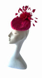 Beautiful cerise pleated pillbox fascinator