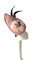 Beautiful multi teardrop fascinator with teal pheasant feathers and handmade feather flower