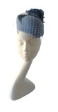 Baby blue fur felt percher with silk rose and netting