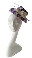 Beautiful Purple and Ivory fascinator with spine and flower detail