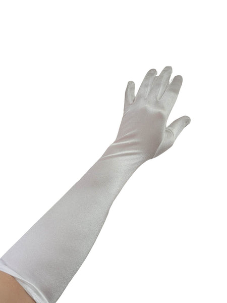 Long black satin top gloves fancy dress