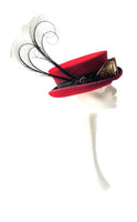 Bespoke Steampunk top hat with pheasant feathers and glasses