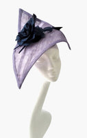 Large pleated fascinator with silk rose and arrow feathers