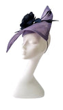 Large pleated fascinator with silk rose and arrow feathers