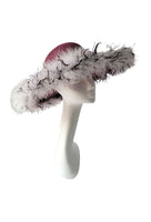 Beautiful wine hat with white band and feather trim