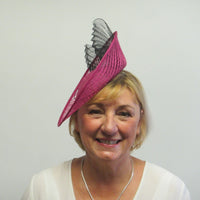 Lattice fascinator with black bow and spine